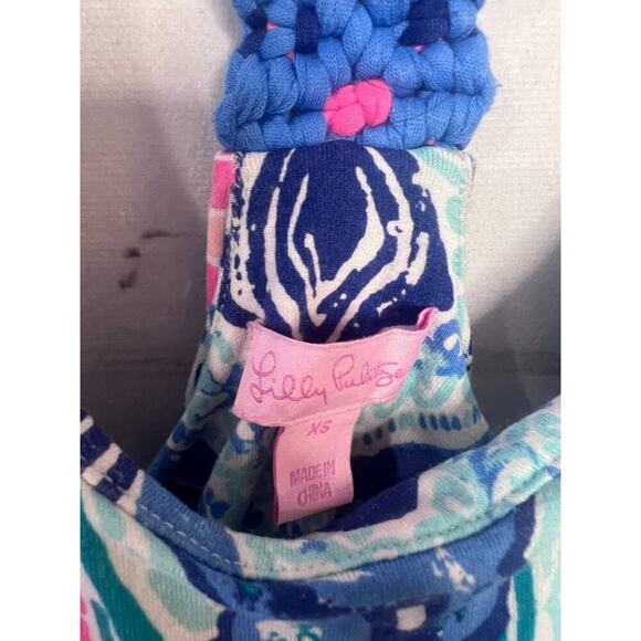 Lilly Pulitzer Size Xs Dress With Roped Straps Blue Pink Print - Picture 5 of 6